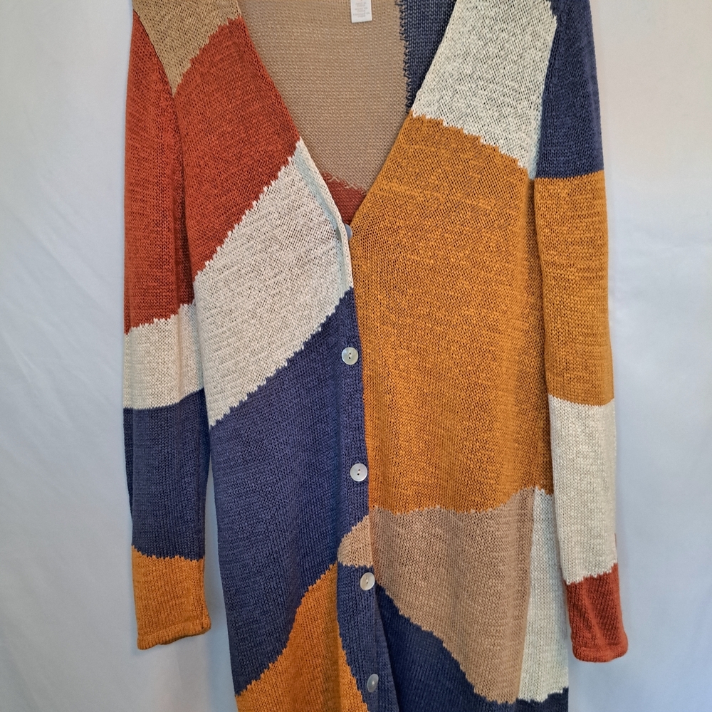 Chico's Multicolor Patchwork Long Cardigan Size 1… - image 2